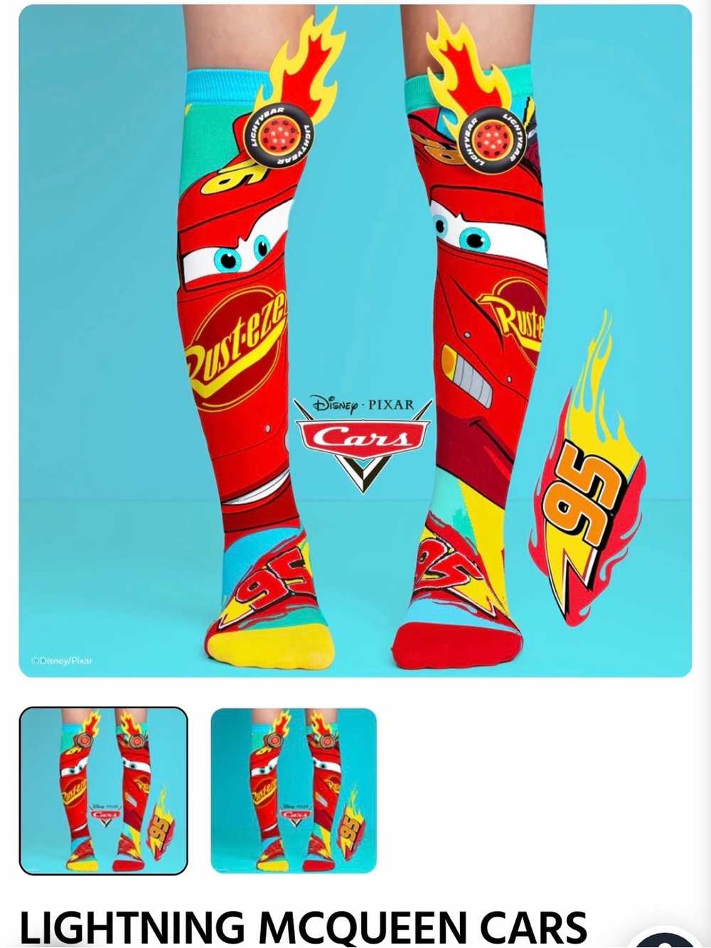 MADMIA Lightning McQueen Kids Knee-High Socks - Red & Turquoise
